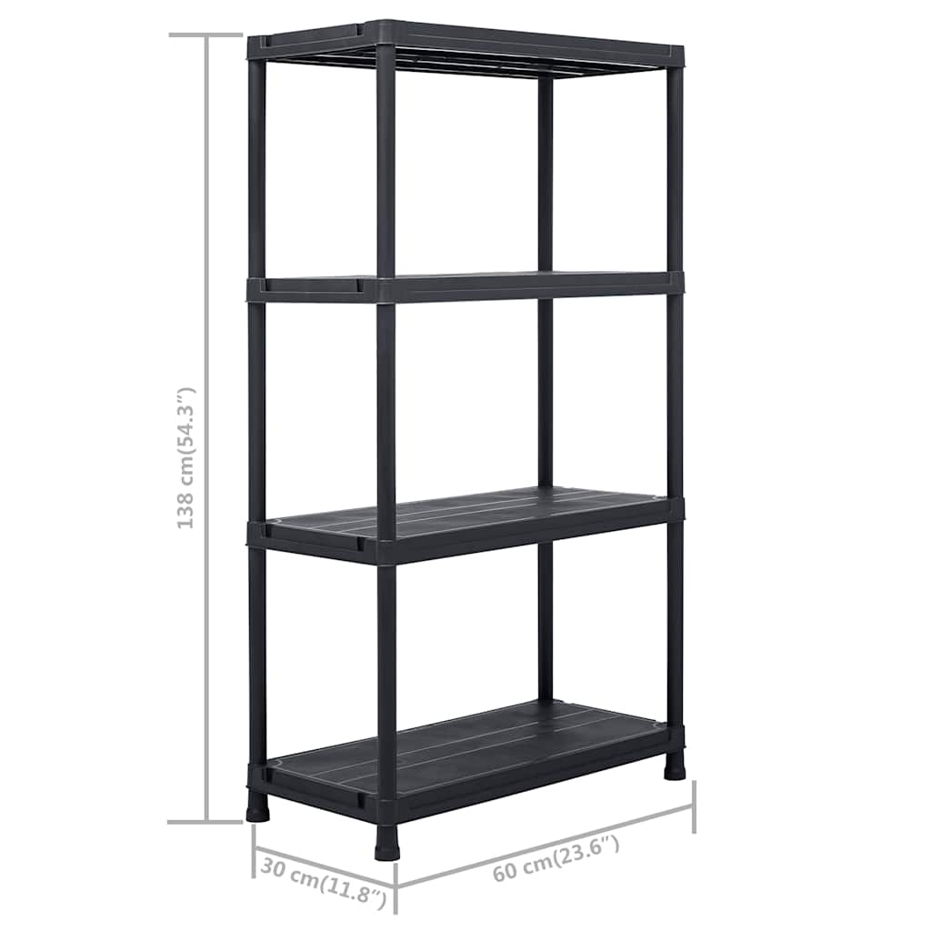 Lagerregale 2 Stk. Schwarz 60 x 30 x 138 cm Kunststoff