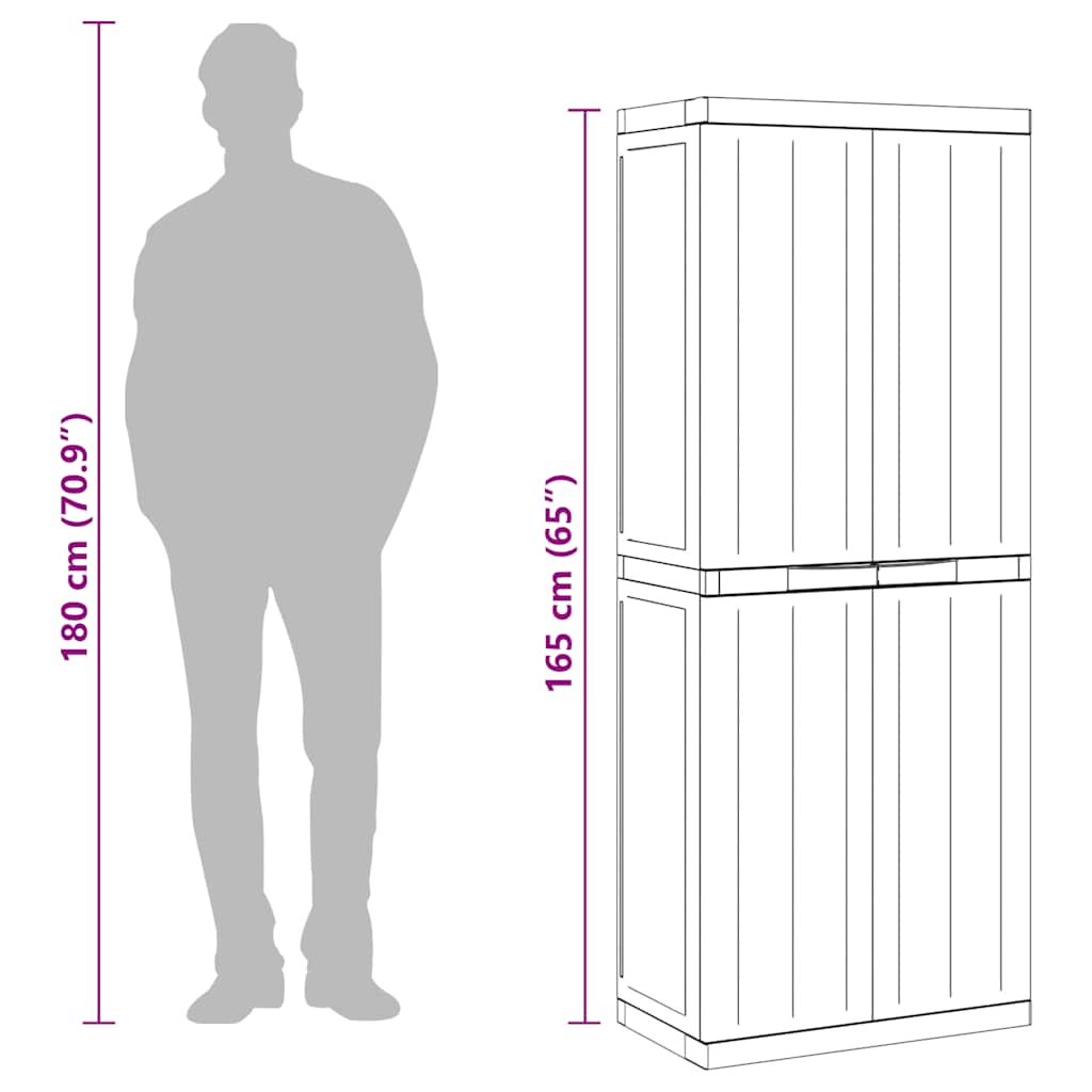 Gartenschrank Schwarz 65x37x165 cm PP