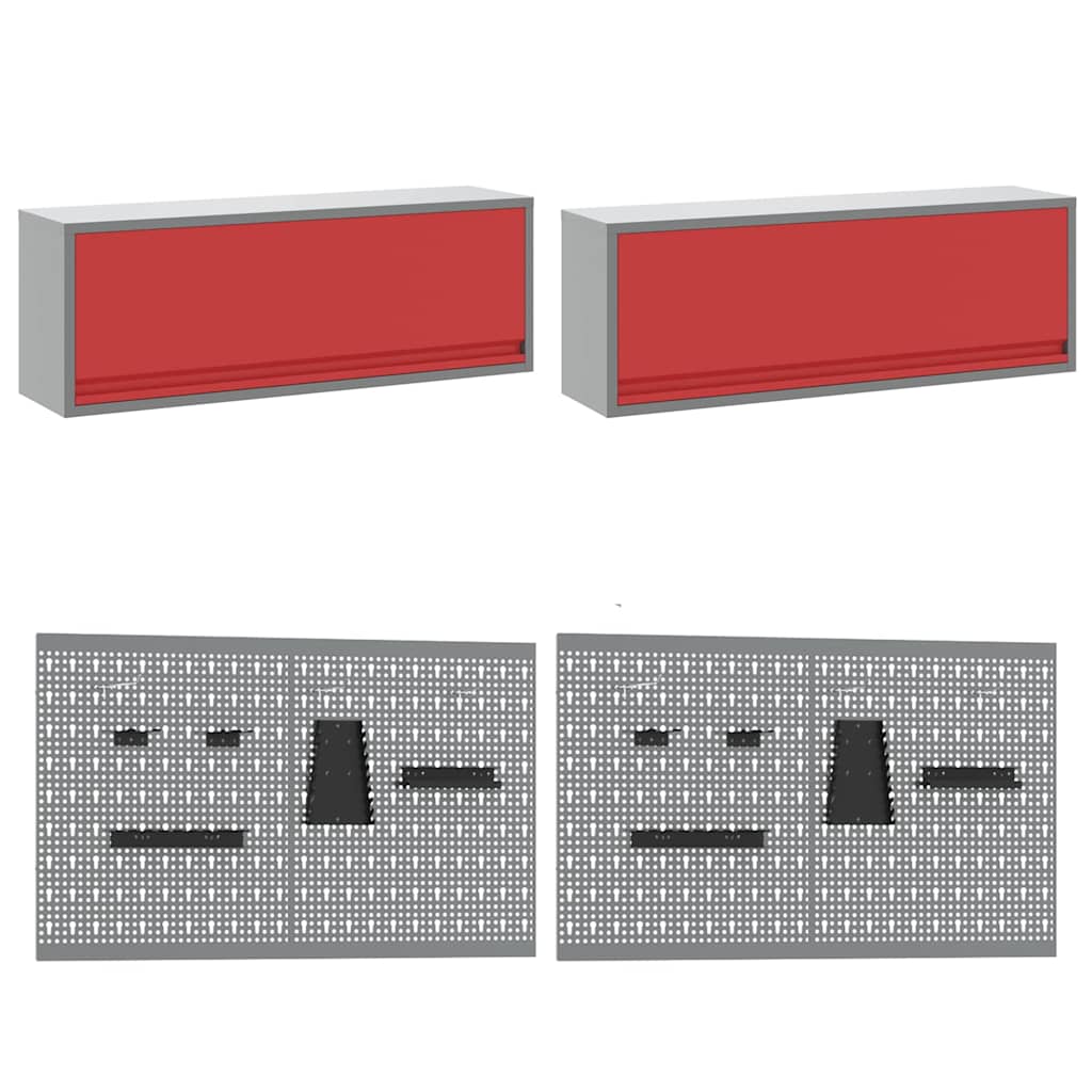 Werkstattschrank-Systeme – verschiedene Ausführungen und Farben – Rot · 200 cm · 4 Schubladen + 3 Türen – Ansicht 6