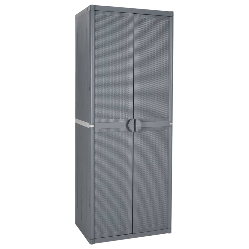 Gartenschrank 65 × 45 × 172 cm aus PP-Rattan – Grau
