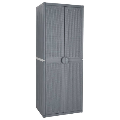 Gartenschrank 65 × 45 × 172 cm aus PP-Rattan – Grau
