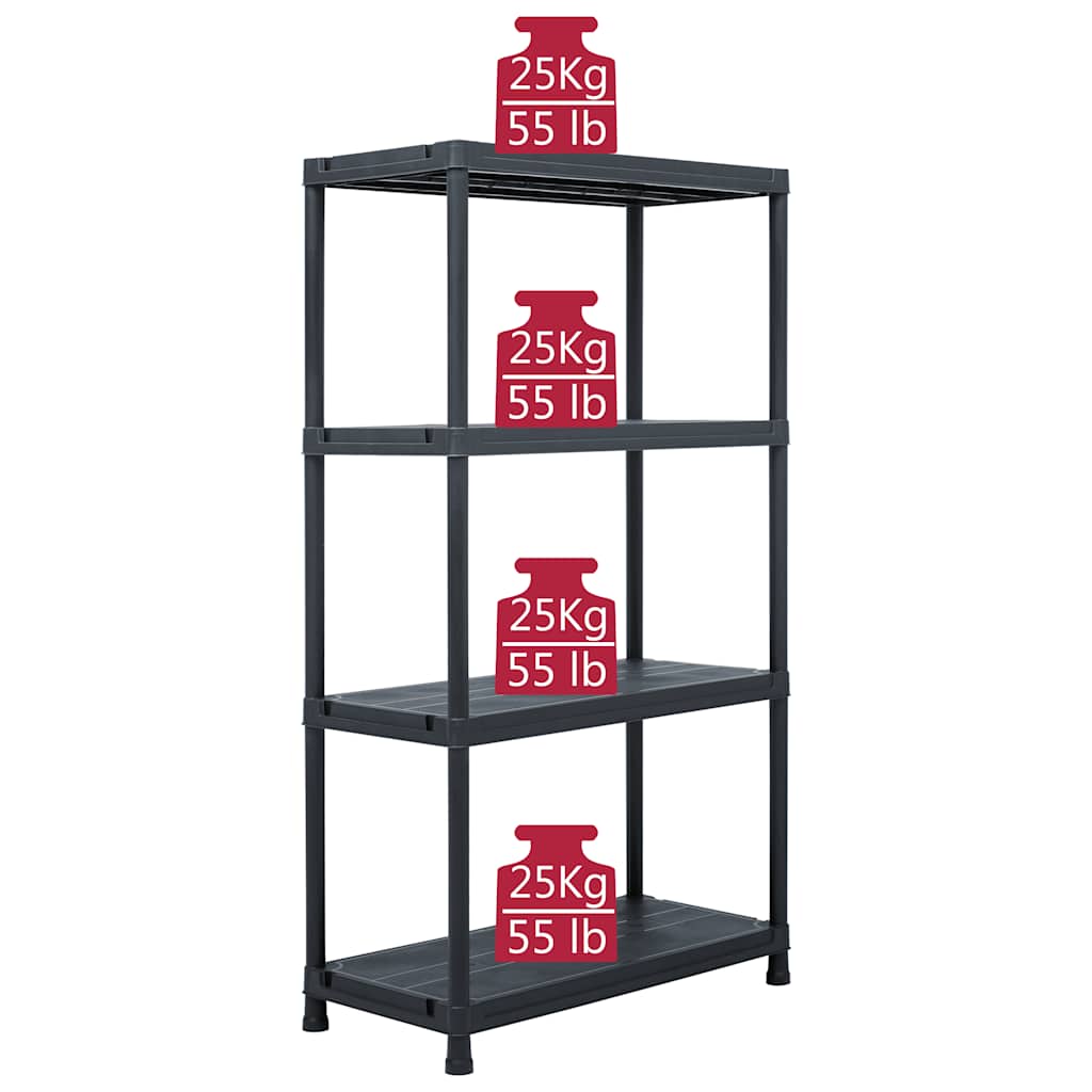 Lagerregale 2 Stk. Schwarz 60 x 30 x 138 cm Kunststoff