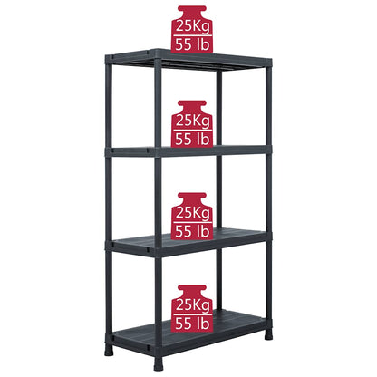 Lagerregale 2 Stk. Schwarz 60 x 30 x 138 cm Kunststoff
