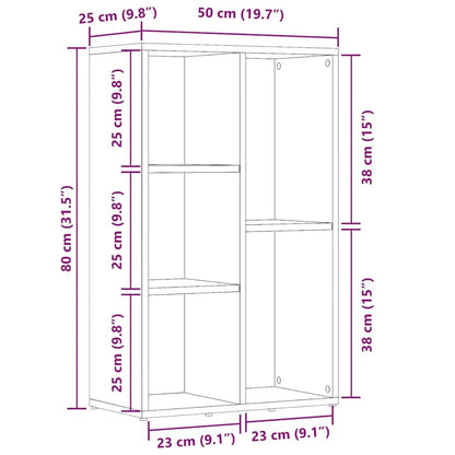 Bücherregal/Sideboard Weiß 50x25x80 cm Holzwerkstoff