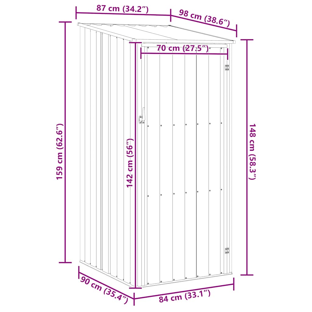 Ger�tehaus Anthrazit 87x98x159 cm Verzinkter Stahl