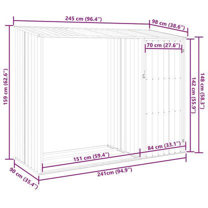 Garten Brennholzlager Anthrazit 245x98x159 cm Verzinkter Stahl