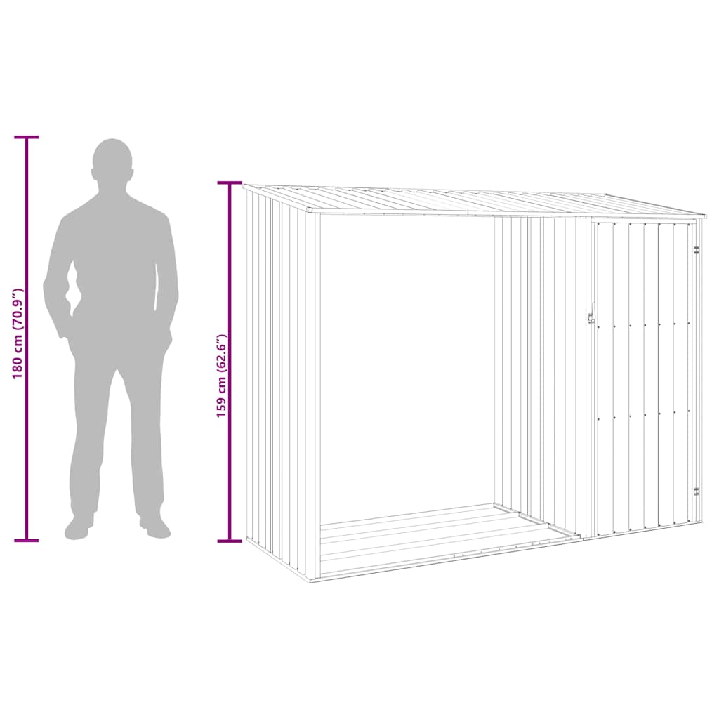 Garten Brennholzlager Braun 245x98x159 cm Verzinkter Stahl