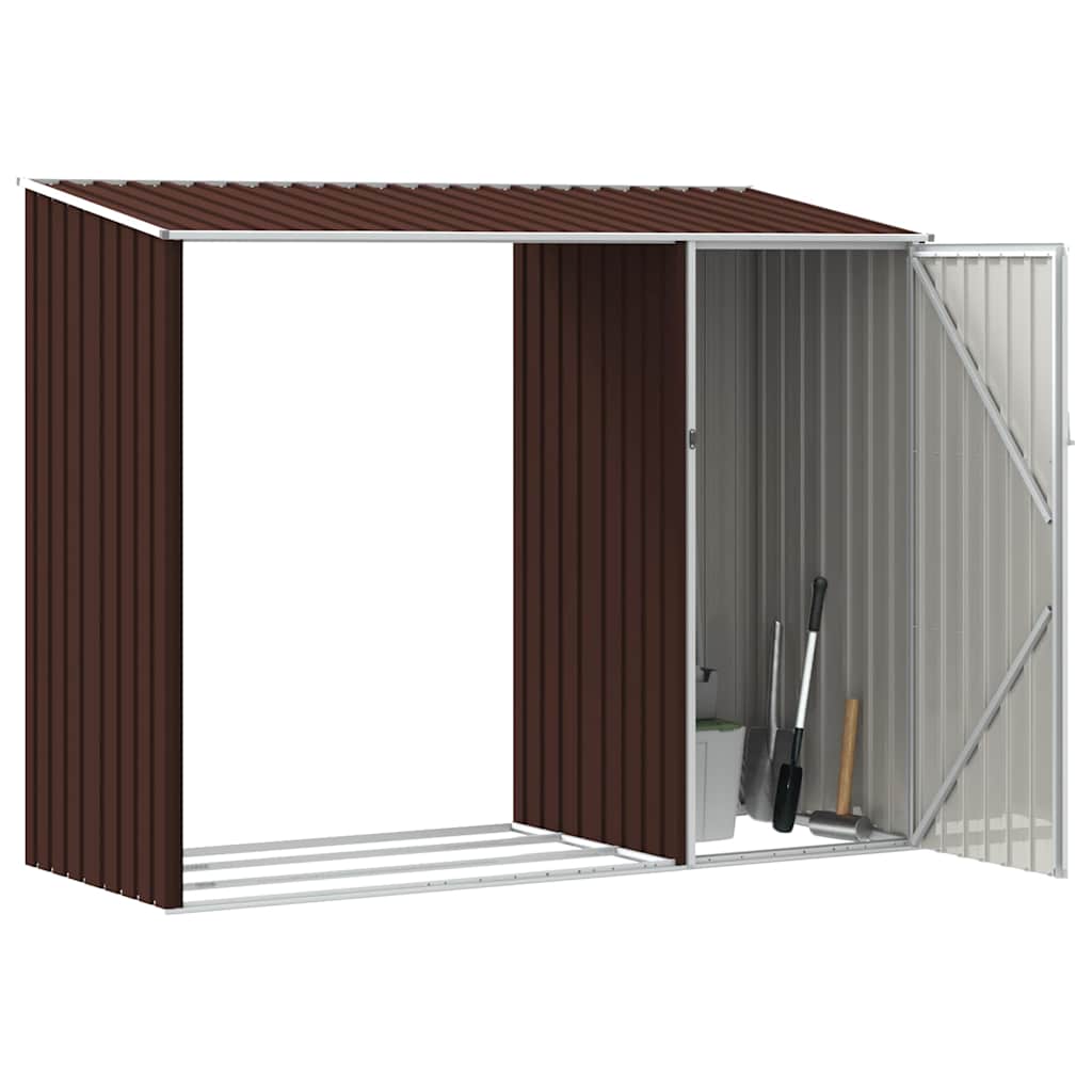 Garten Brennholzlager Braun 245x98x159 cm Verzinkter Stahl