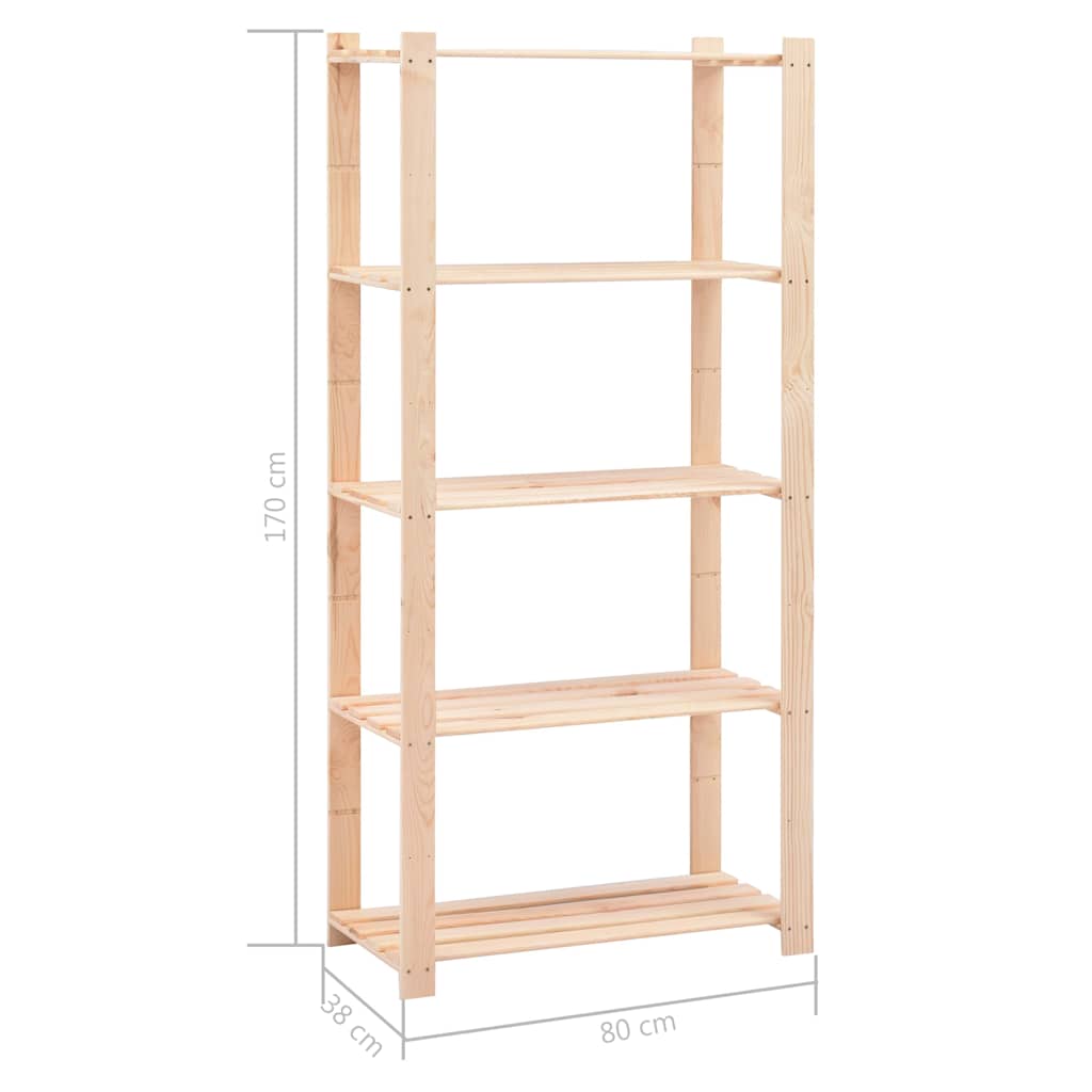Lagerregale 5 Böden 2 Stk. 80×38×170cm Kiefer Massivholz 250kg