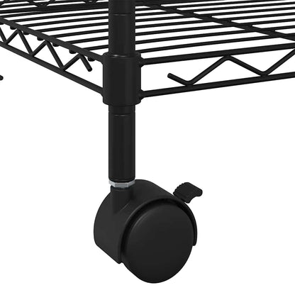 Lagerregal mit 3 Böden und Rollen 60x35x81 cm Schwarz 150 kg
