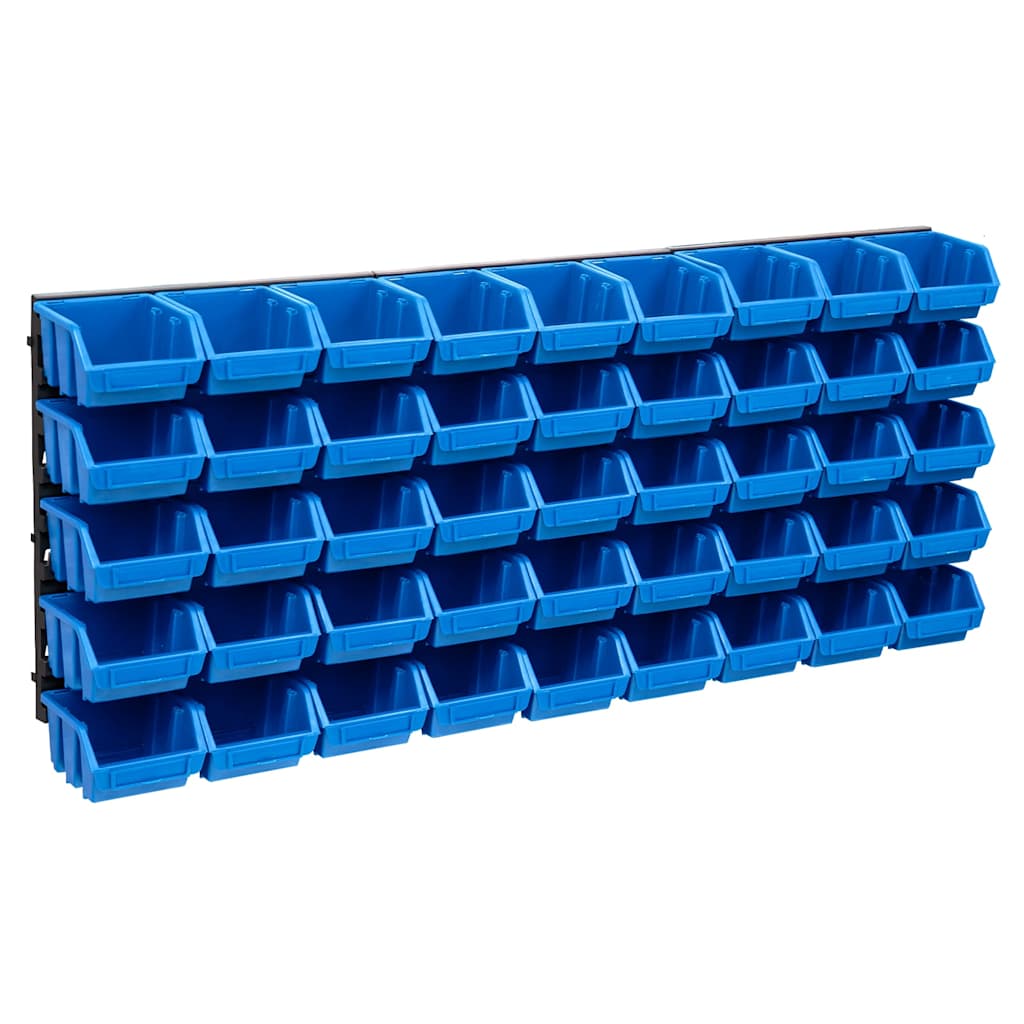 48tlg. Beh�lter-Set f�r Kleinteile mit Wandplatten Blau Schwarz
