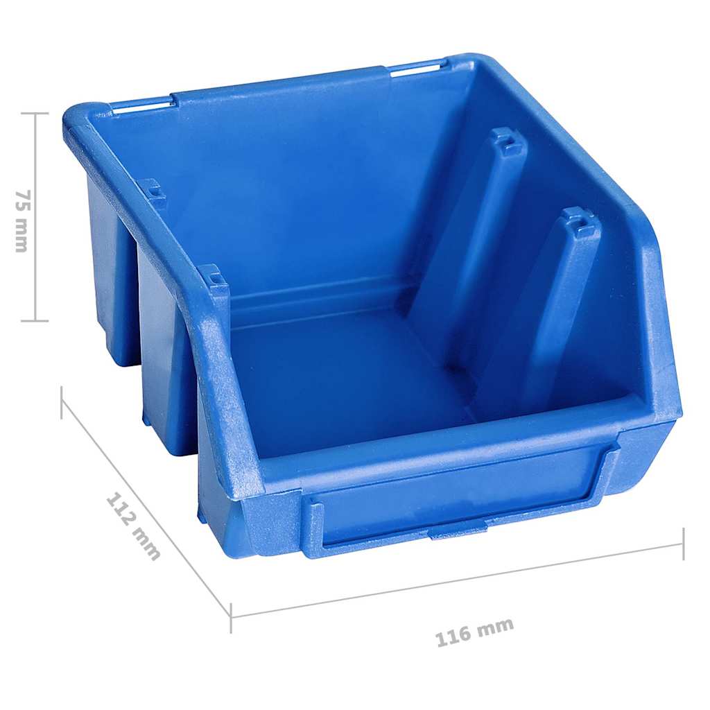 48tlg. Beh�lter-Set f�r Kleinteile mit Wandplatten Blau Schwarz