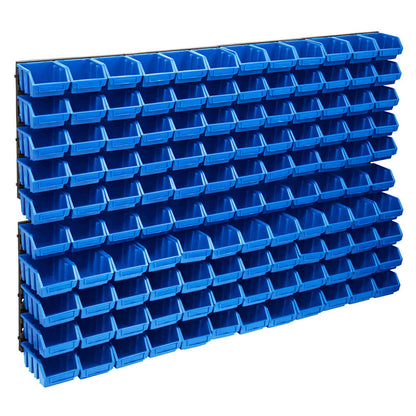 Kleinteile-Ordnungssystem 128-teilig mit Wandplatten – Blau