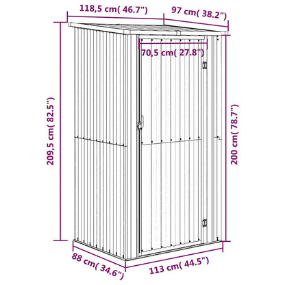 Ger�teschuppen Grau 118,5x97x209,5 cm Verzinkter Stahl