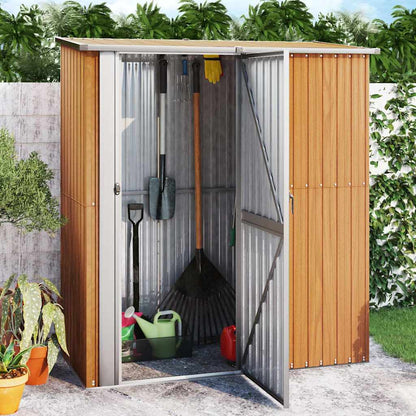 Gartenhaus 180,5x97x209,5 cm Verzinkter Stahl Holzoptik