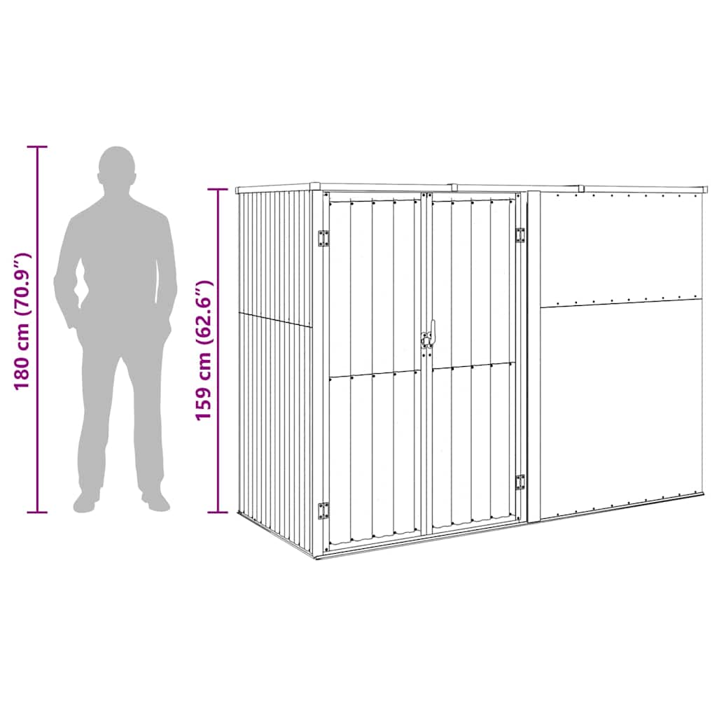 Ger�tehaus Anthrazit 225x89x161 cm Verzinkter Stahl