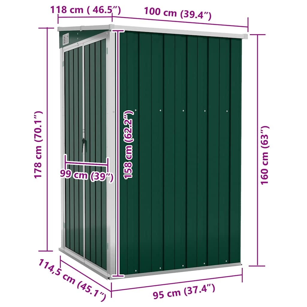 Wand-Gartenhäuser aus verzinktem Stahl – verschiedene Größen und Farben – Grün · 118 × 100 cm – Ansicht 7