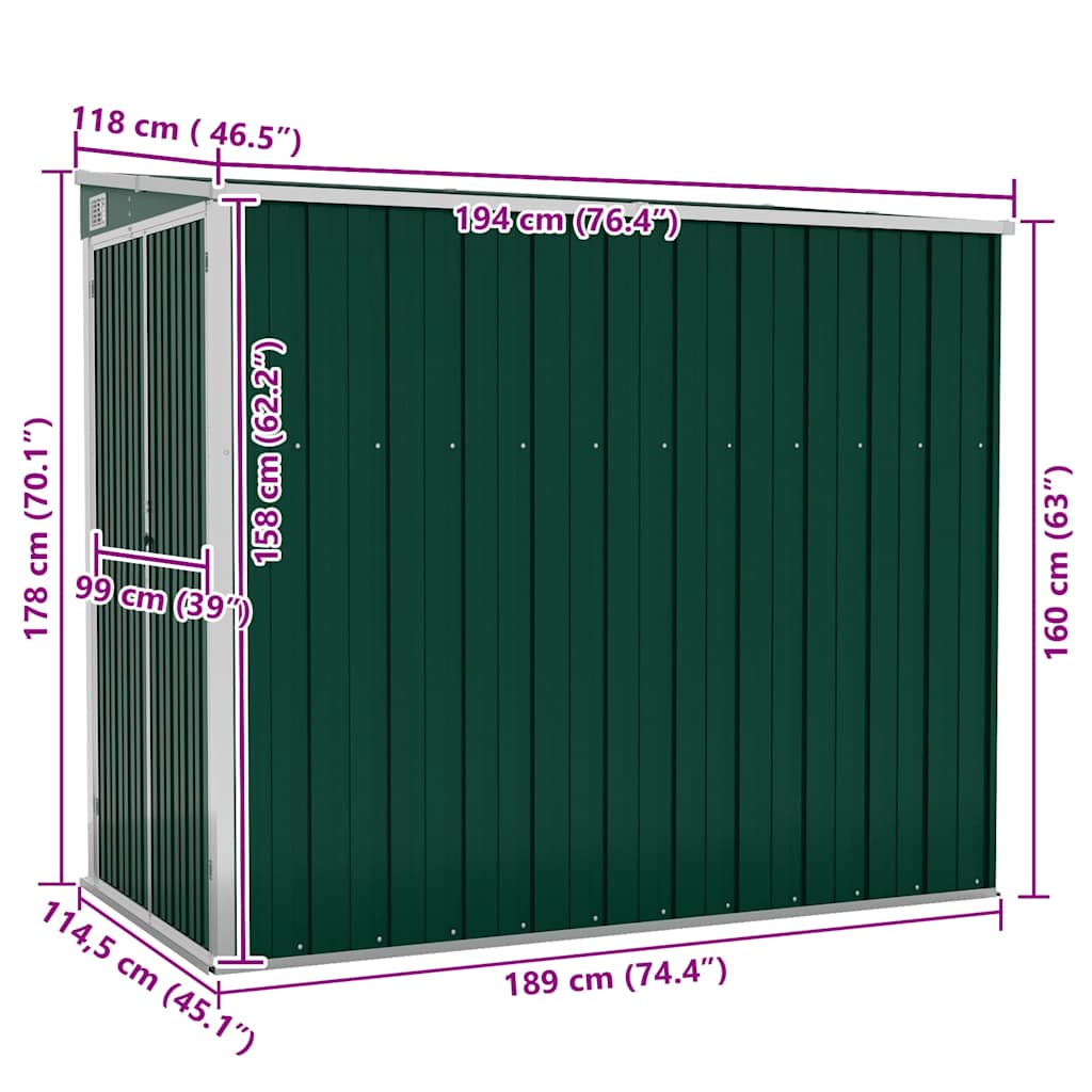 Wand-Gartenhäuser aus verzinktem Stahl – verschiedene Größen und Farben – Grün · 118 × 194 cm – Ansicht 7