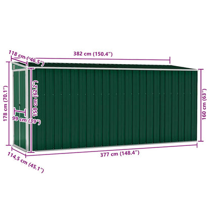 Wand-Gartenhäuser aus verzinktem Stahl – verschiedene Größen und Farben – Grün · 118 × 382 cm – Ansicht 7