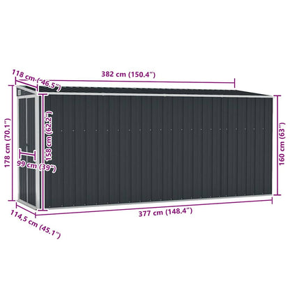 Wand-Gartenhäuser aus verzinktem Stahl – verschiedene Größen und Farben – Anthrazit · 118 × 382 cm – Ansicht 7