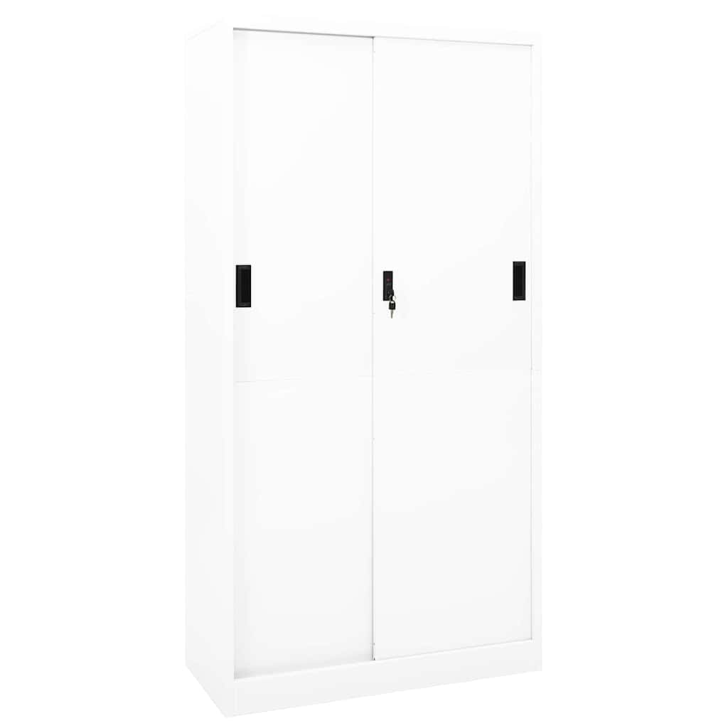 Büroschrank mit Schiebetüren 90 × 40 × 180 cm – Weiß
