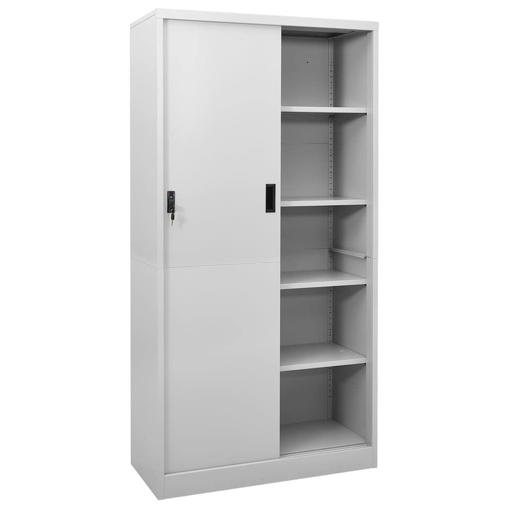 Büroschrank mit Schiebetüren 90 × 40 × 180 cm – Hellgrau – Ansicht 2