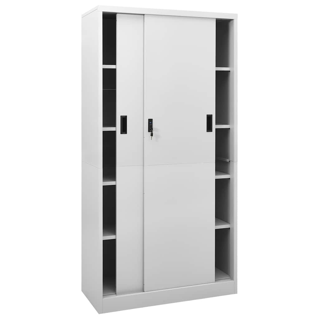Büroschrank mit Schiebetüren 90 × 40 × 180 cm – Hellgrau – Ansicht 3