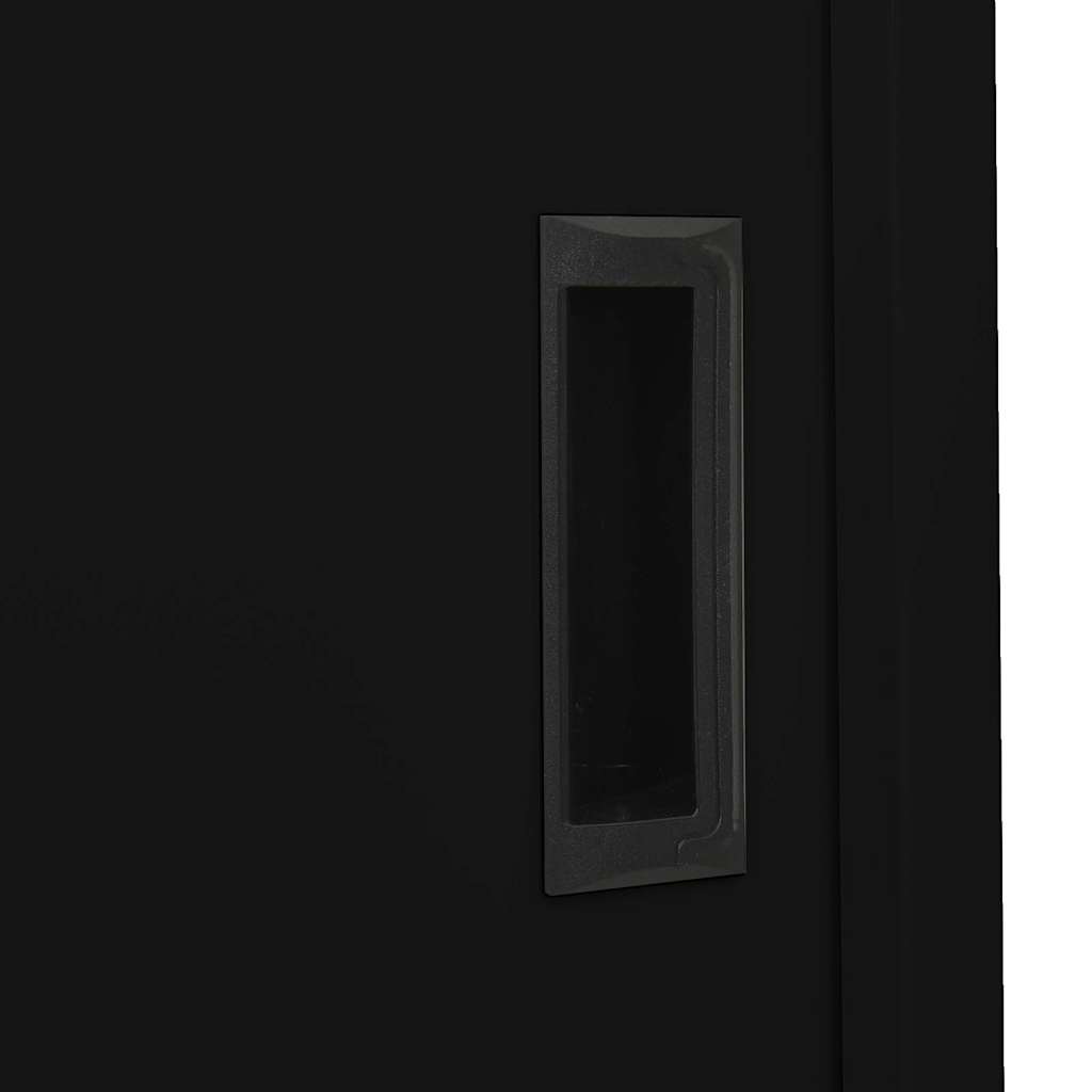 Büroschrank mit Schiebetüren 90 × 40 × 180 cm – Schwarz – Ansicht 7