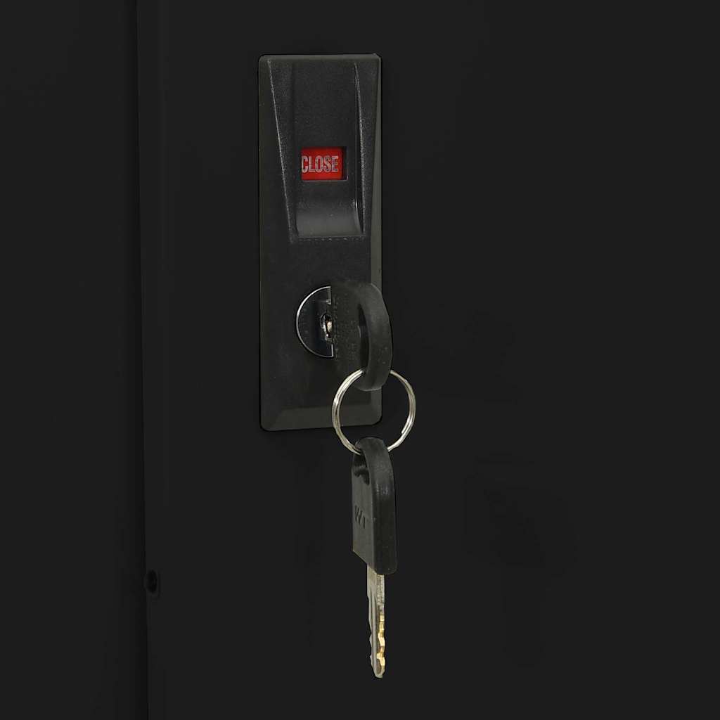 Büroschrank mit Schiebetüren 90 × 40 × 180 cm – Schwarz – Ansicht 8