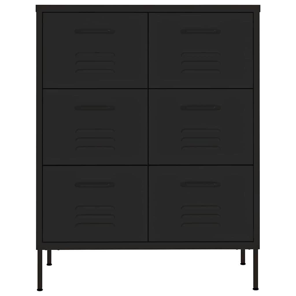 Schubladenschrank Schwarz 80x35x101,5 cm Stahl