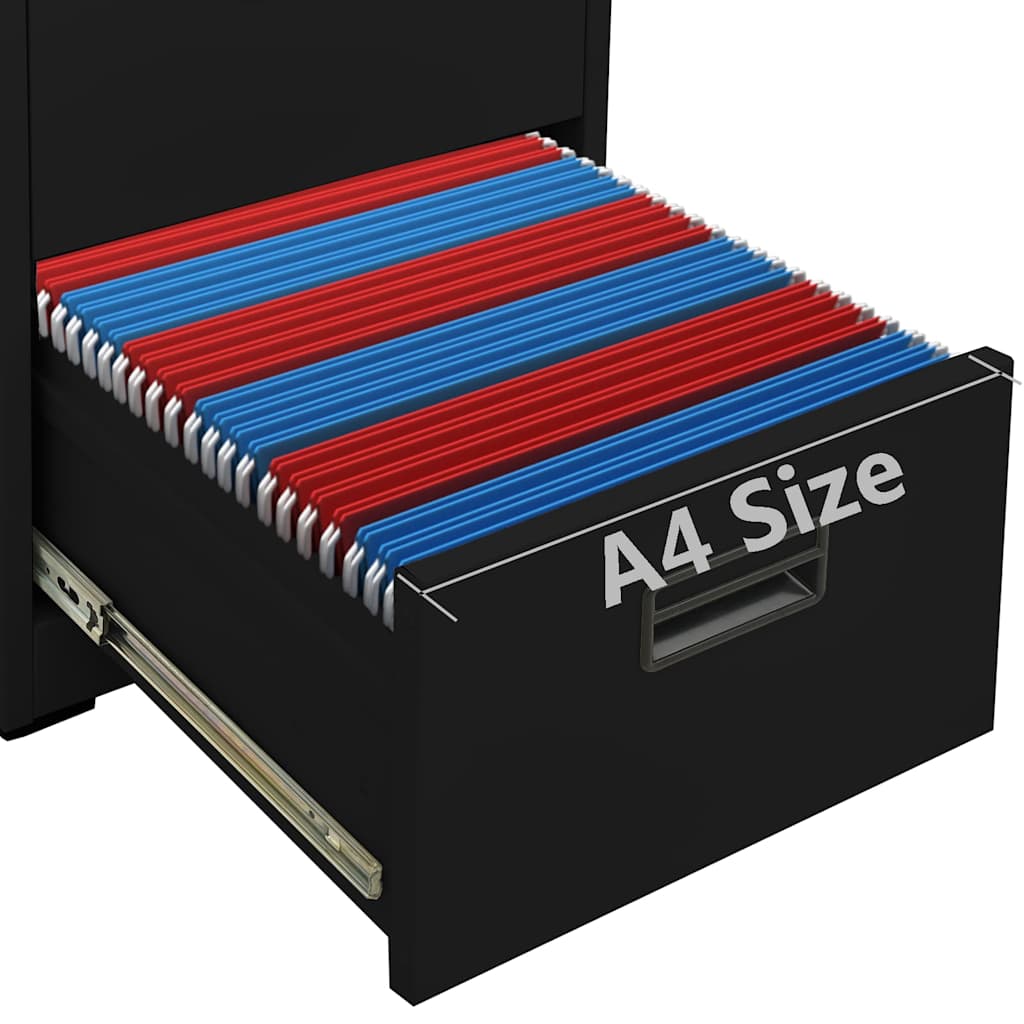 Aktenschrank aus Stahl – verschiedene Farben und Höhen – Schwarz / 46 × 62 × 133 cm – Ansicht 9