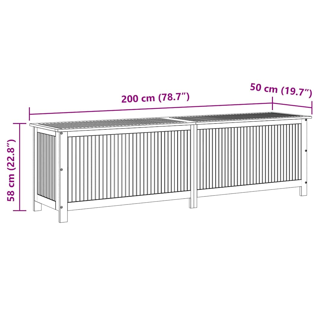 Gartenboxen aus Akazienholz – verschiedene Größen – 200 × 50 × 58 cm – Ansicht 12