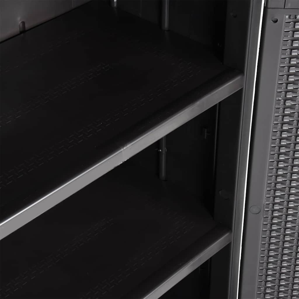 Gartenschrank 65 × 45 × 172 cm aus PP-Rattan – Schwarz – Schwarz / 4 Böden – Ansicht 6
