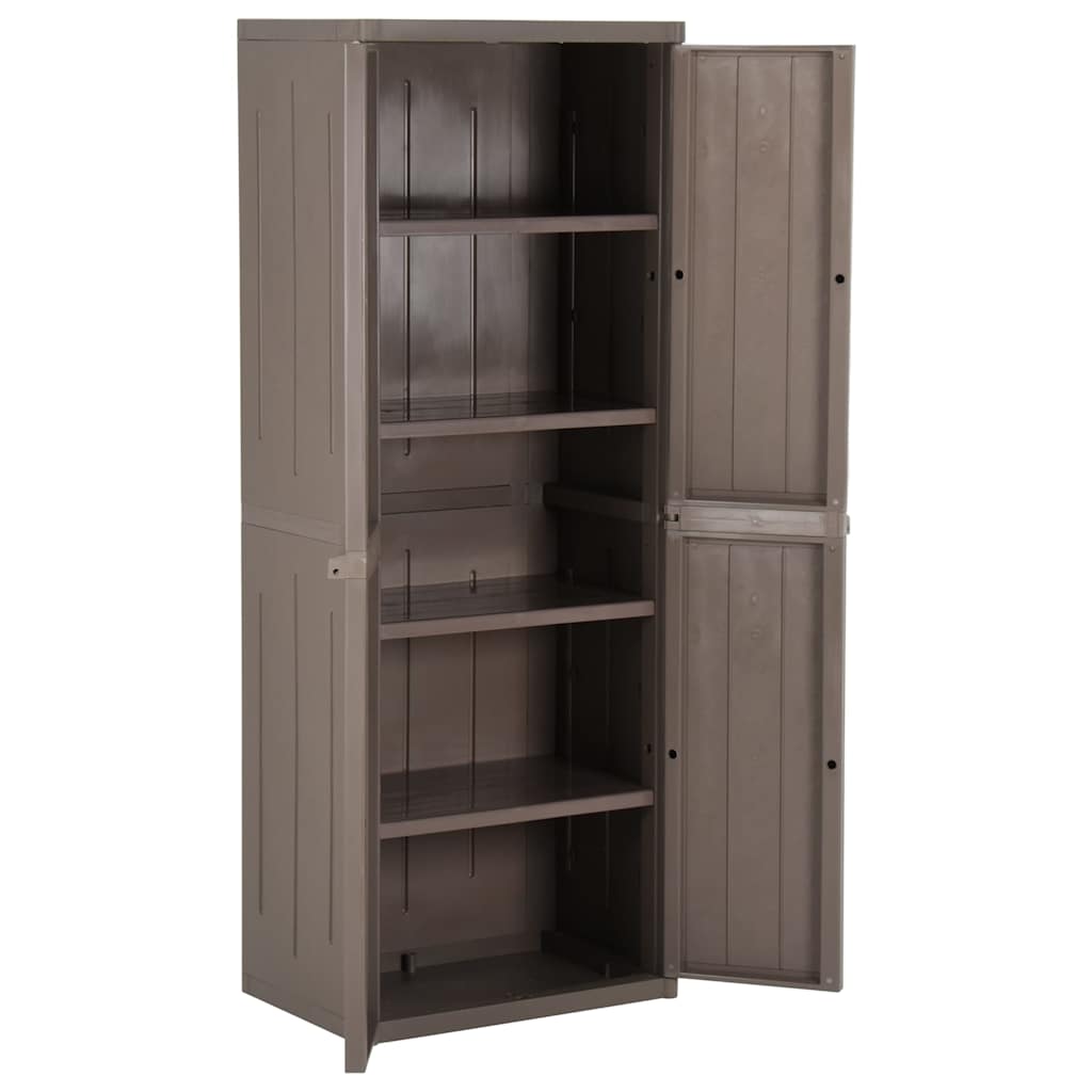 Gartenschrank 65 × 45 × 172 cm aus PP-Rattan – Schwarz – Braun / 4 Böden – Ansicht 5