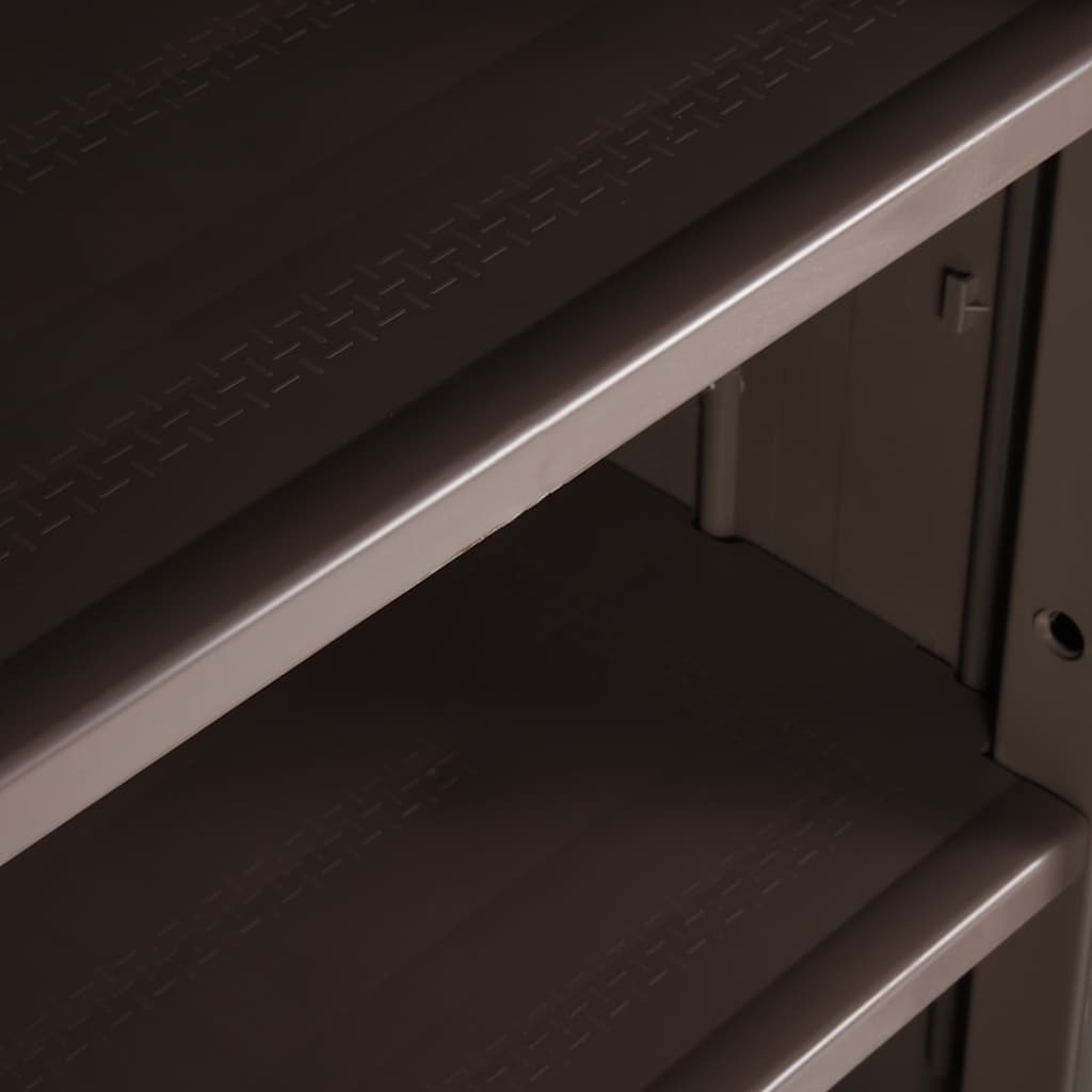 Gartenschrank 65 × 45 × 172 cm aus PP-Rattan – Schwarz – Braun / 4 Böden – Ansicht 6
