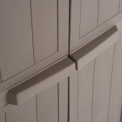 Gartenschrank 65 × 45 × 172 cm aus PP-Rattan – Schwarz – Braun / 4 Böden – Ansicht 8