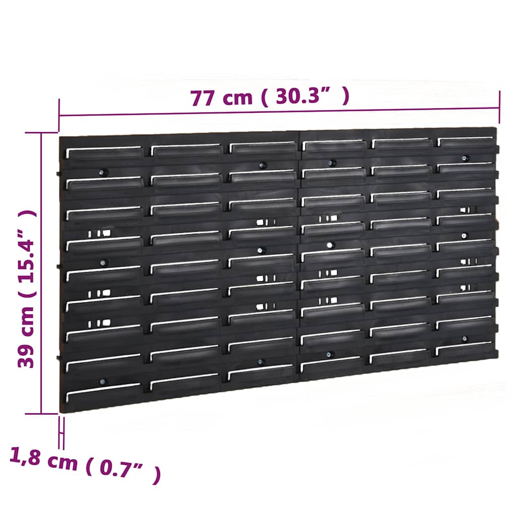 26-tlg Stapelboxen-Wandregal Rot & Schwarz 77x39cm Polypropylen