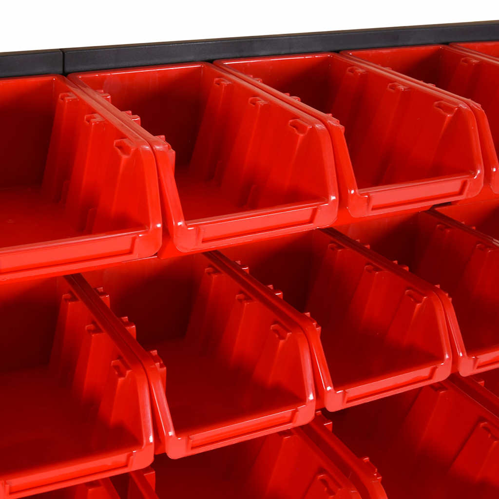 35-tlg Stapelboxen-Wandregal Rot & Schwarz 77x39cm Polypropylen