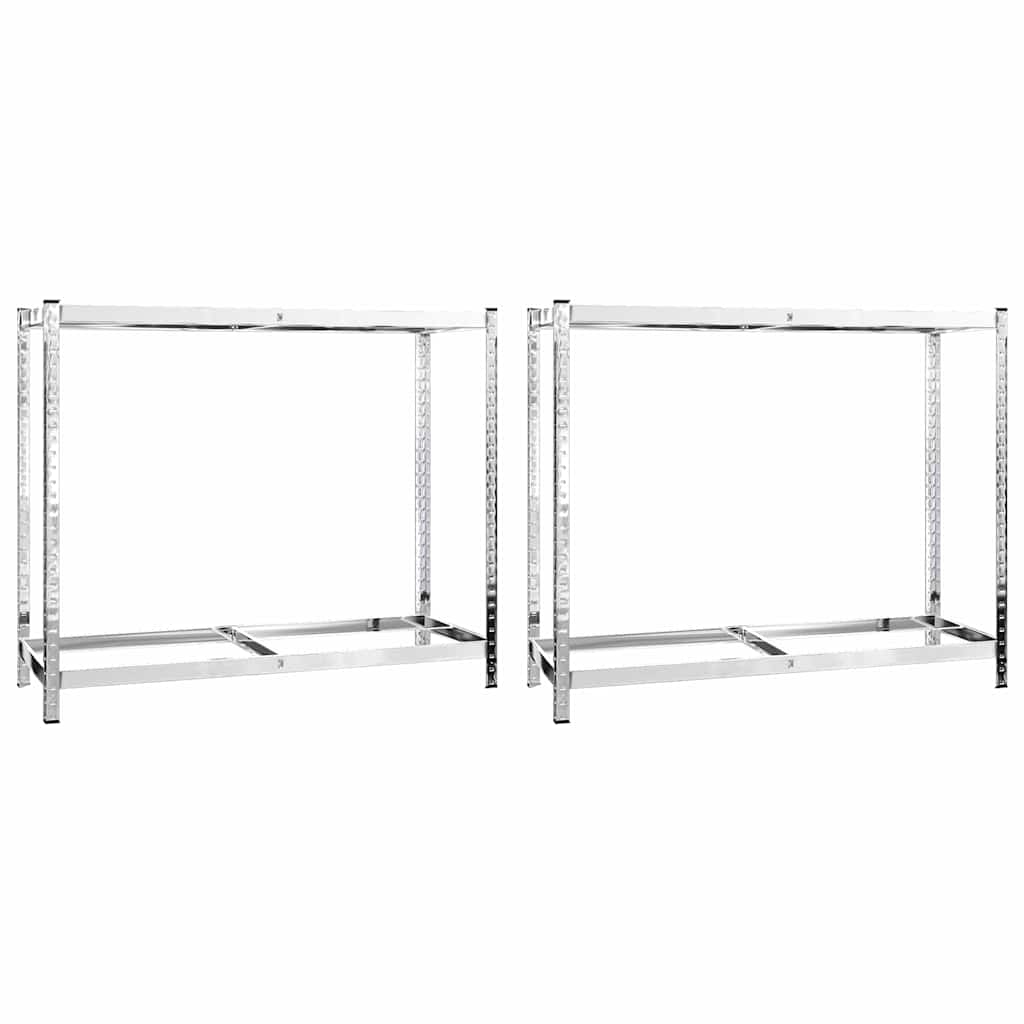 Reifenregale mit 2 B�den 2 Stk. Silbern 110x40x110 cm Stahl