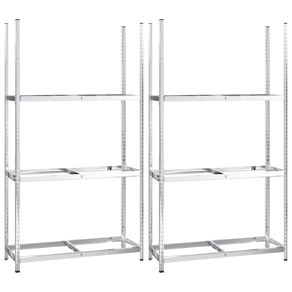 Reifenregale mit 3 B�den 2 Stk. Silbern 110x40x200 cm Stahl