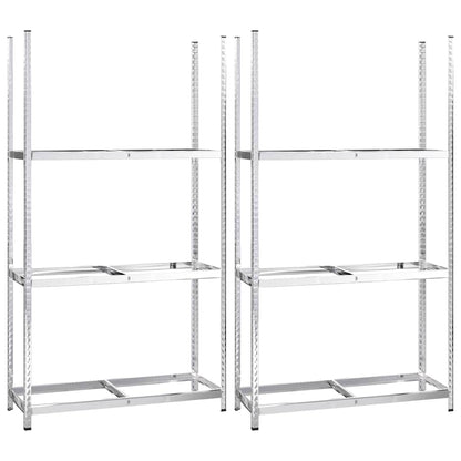 Reifenregale mit 3 B�den 2 Stk. Silbern 110x40x200 cm Stahl