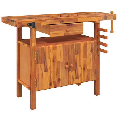 Werkbank mit Schublade und Schraubst�cken 124x52x83 cm