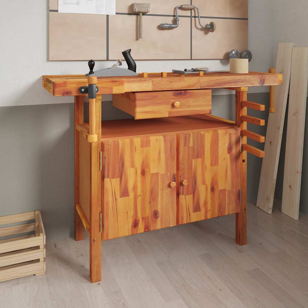 Werkbank mit Schublade und Schraubst�cken 124x52x83 cm