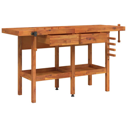 Werkbank mit Schubladen Schraubst�cken 162x62x83 cm Akazienholz