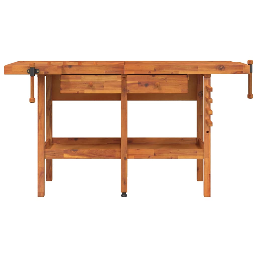 Werkbank mit Schubladen Schraubst�cken 162x62x83 cm Akazienholz