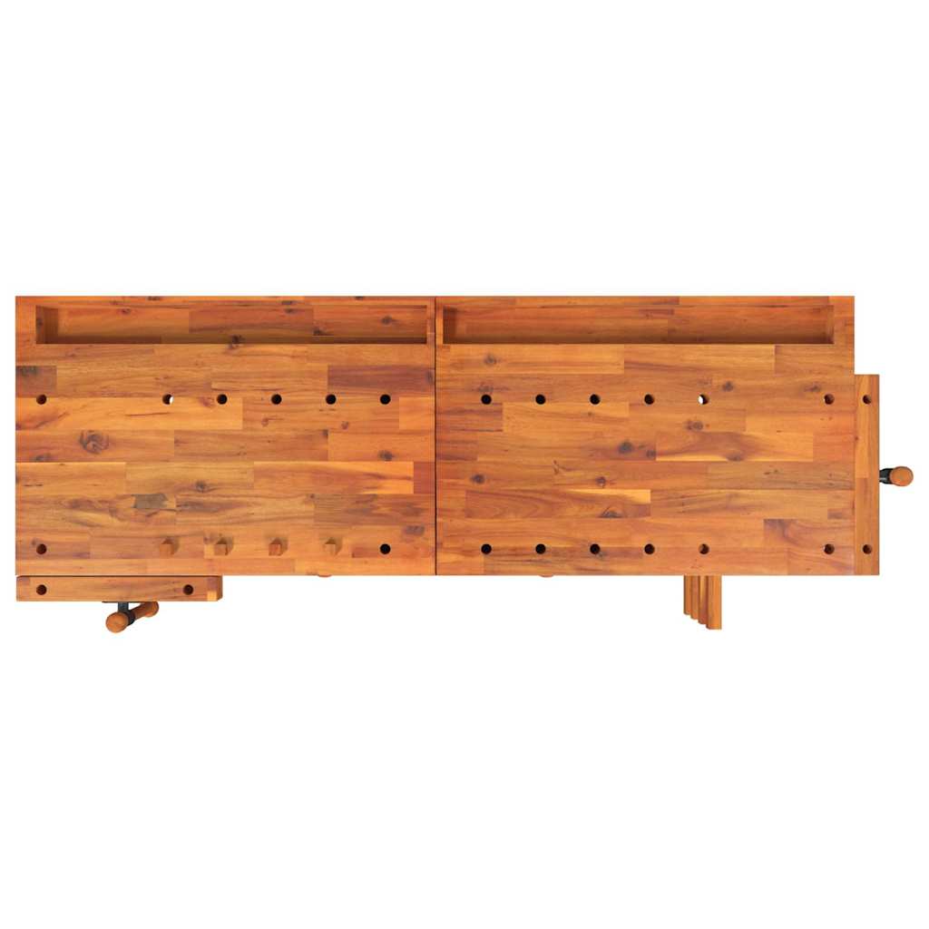 Werkbank mit Schubladen Schraubst�cken 162x62x83 cm Akazienholz