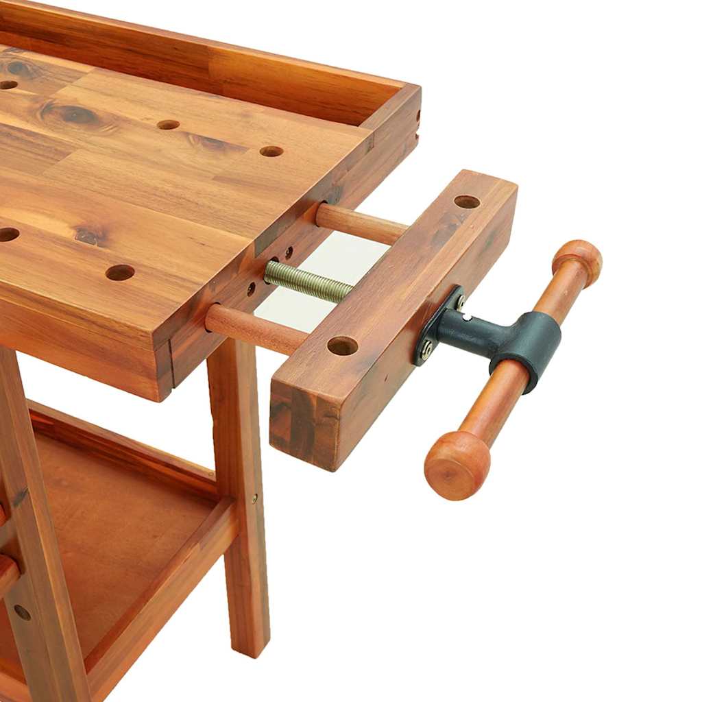 Werkbank mit Schubladen Schraubst�cken 162x62x83 cm Akazienholz