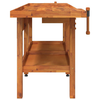 Massivholz-Werkbank 192 cm mit Schubladen & Schraubstöcken – Ohne Schrank – Ansicht 5
