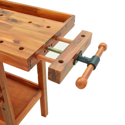 Massivholz-Werkbank 192 cm mit Schubladen & Schraubstöcken – Ohne Schrank – Ansicht 8