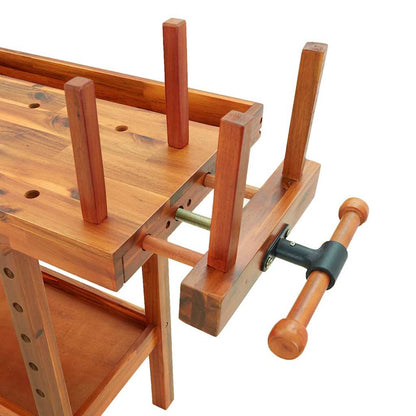 Massivholz-Werkbank 192 cm mit Schubladen & Schraubstöcken – Ohne Schrank – Ansicht 9